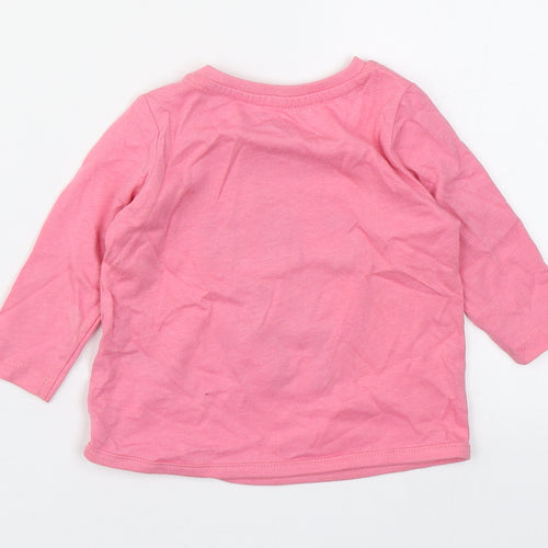 Primark Girls Pink  100% Cotton Basic T-Shirt Size 3-6 Months Round Neck Button