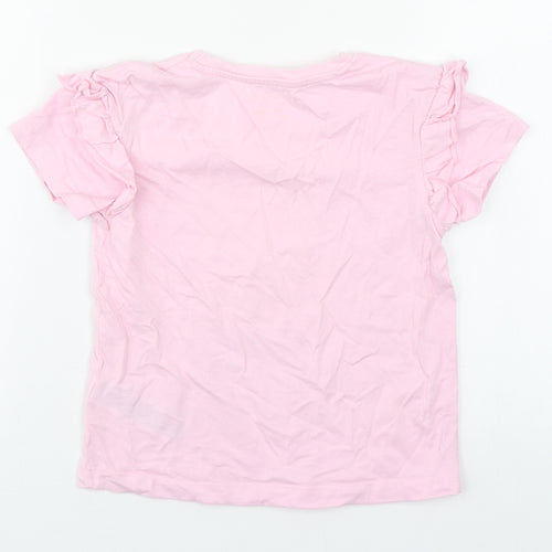 Primark Girls Pink  100% Cotton Basic T-Shirt Size 6-7 Years Roll Neck Pullover