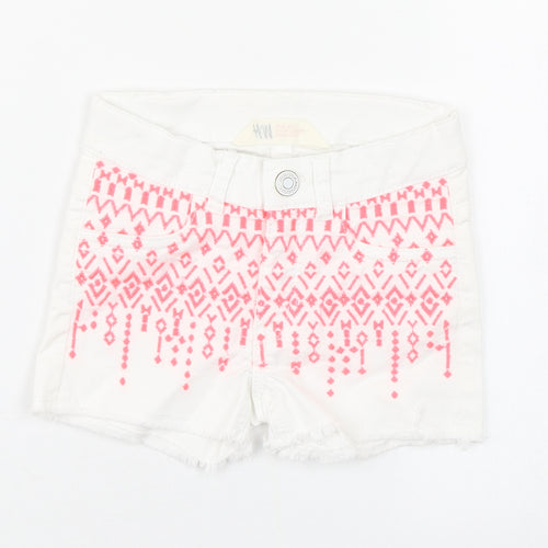 H&M Girls White  Cotton Boyfriend Shorts Size 3 Years  Regular Zip