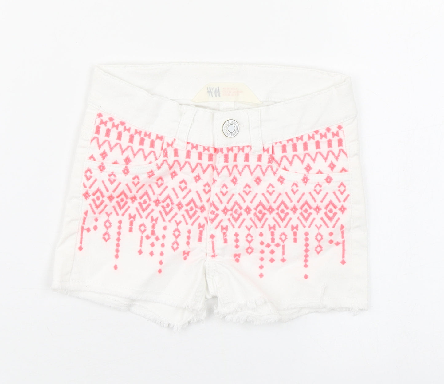 H&M Girls White  Cotton Boyfriend Shorts Size 3 Years  Regular Zip