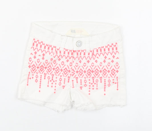 H&M Girls White  Cotton Boyfriend Shorts Size 3 Years  Regular Zip