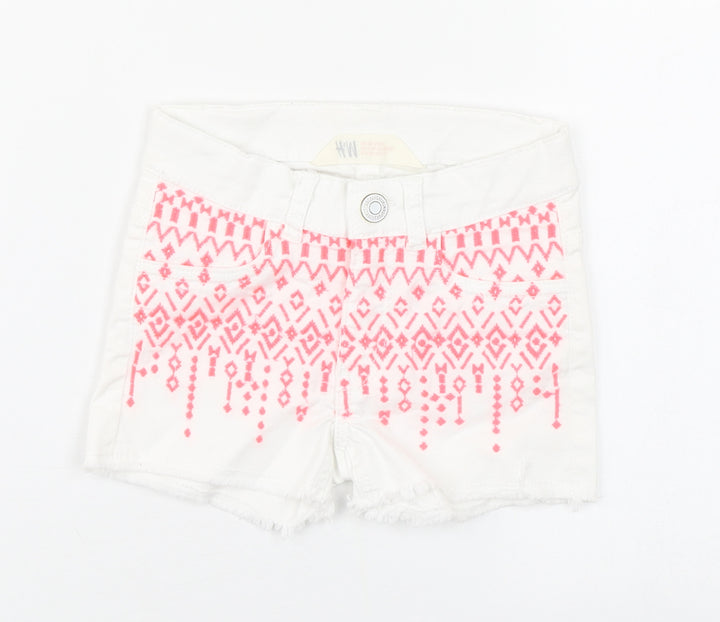 H&M Girls White  Cotton Boyfriend Shorts Size 3 Years  Regular Zip