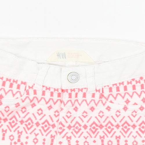 H&M Girls White  Cotton Boyfriend Shorts Size 3 Years  Regular Zip