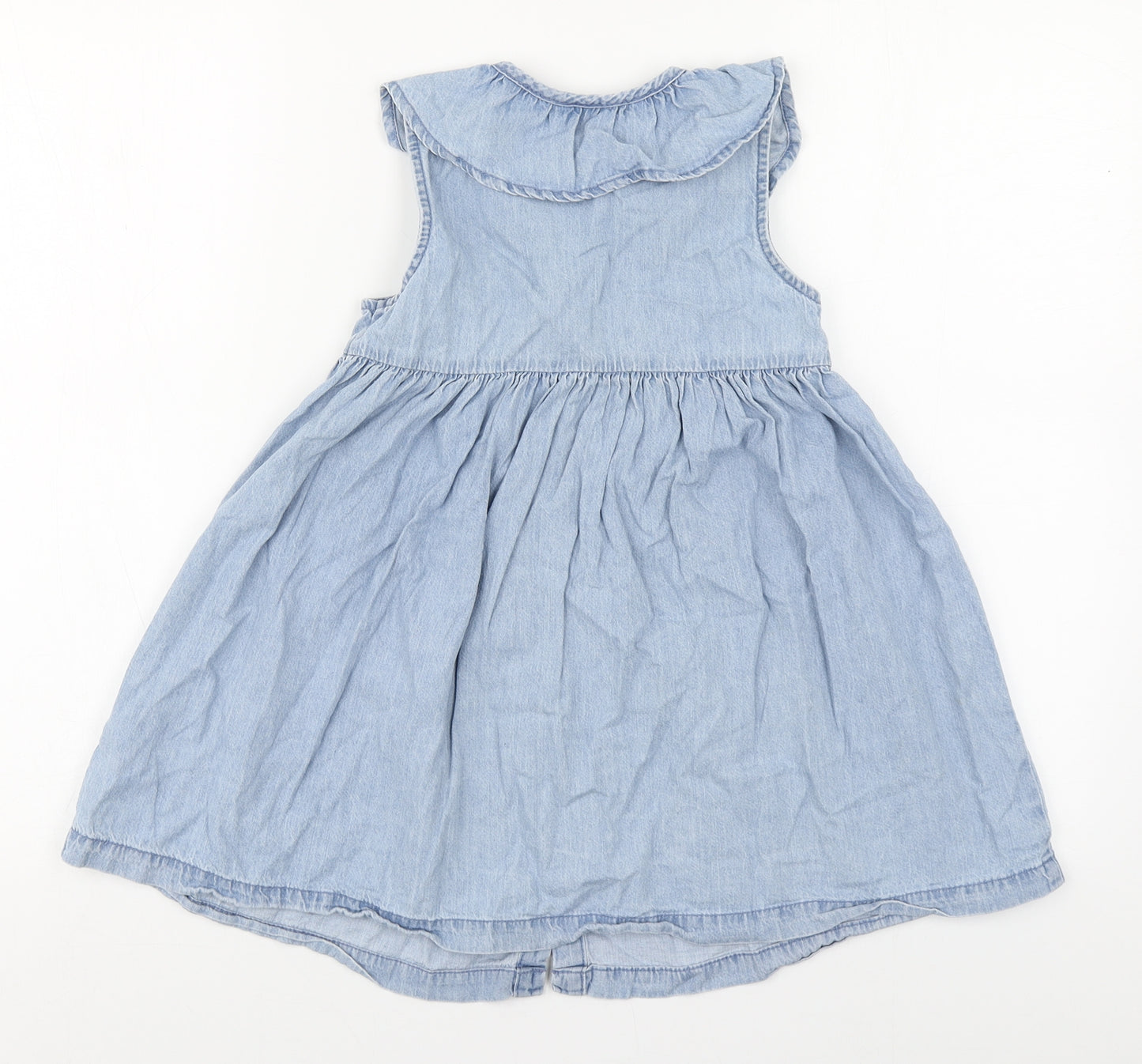NEXT Girls Blue  100% Cotton A-Line  Size 5-6 Years  Collared Button