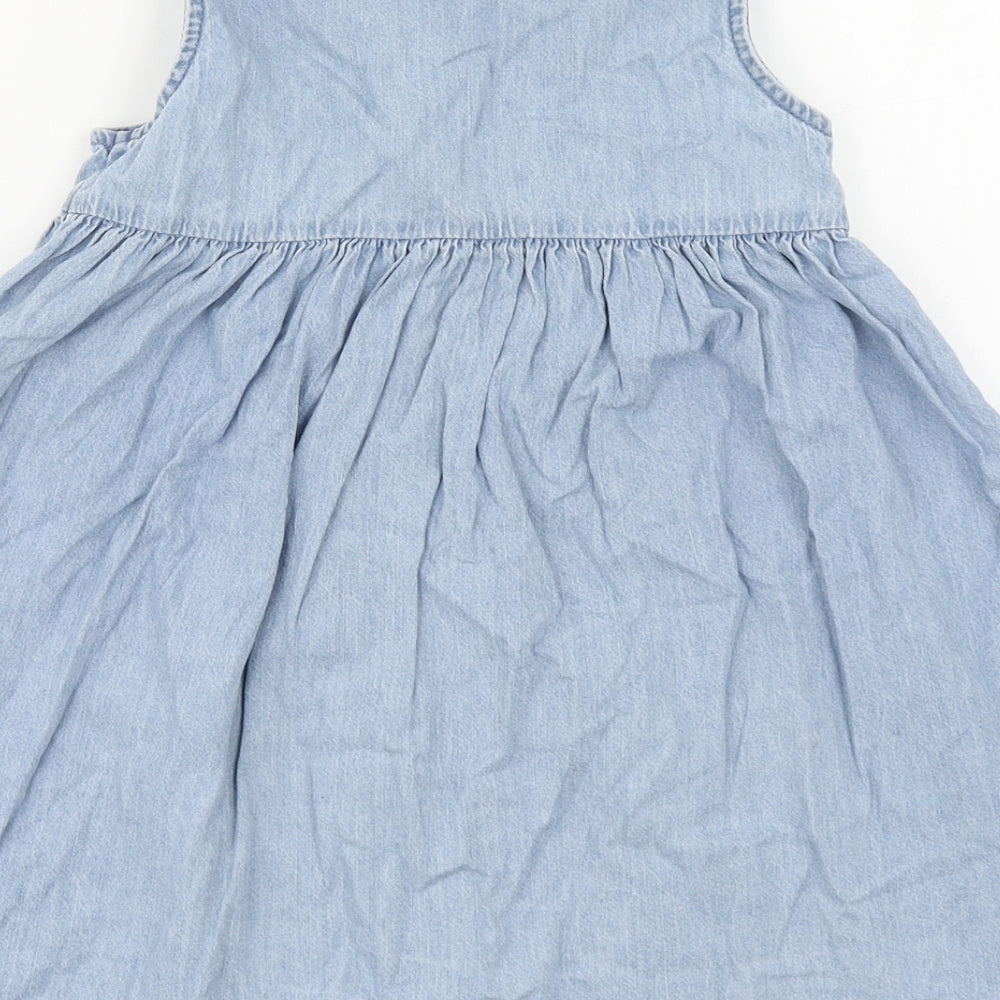 NEXT Girls Blue  100% Cotton A-Line  Size 5-6 Years  Collared Button
