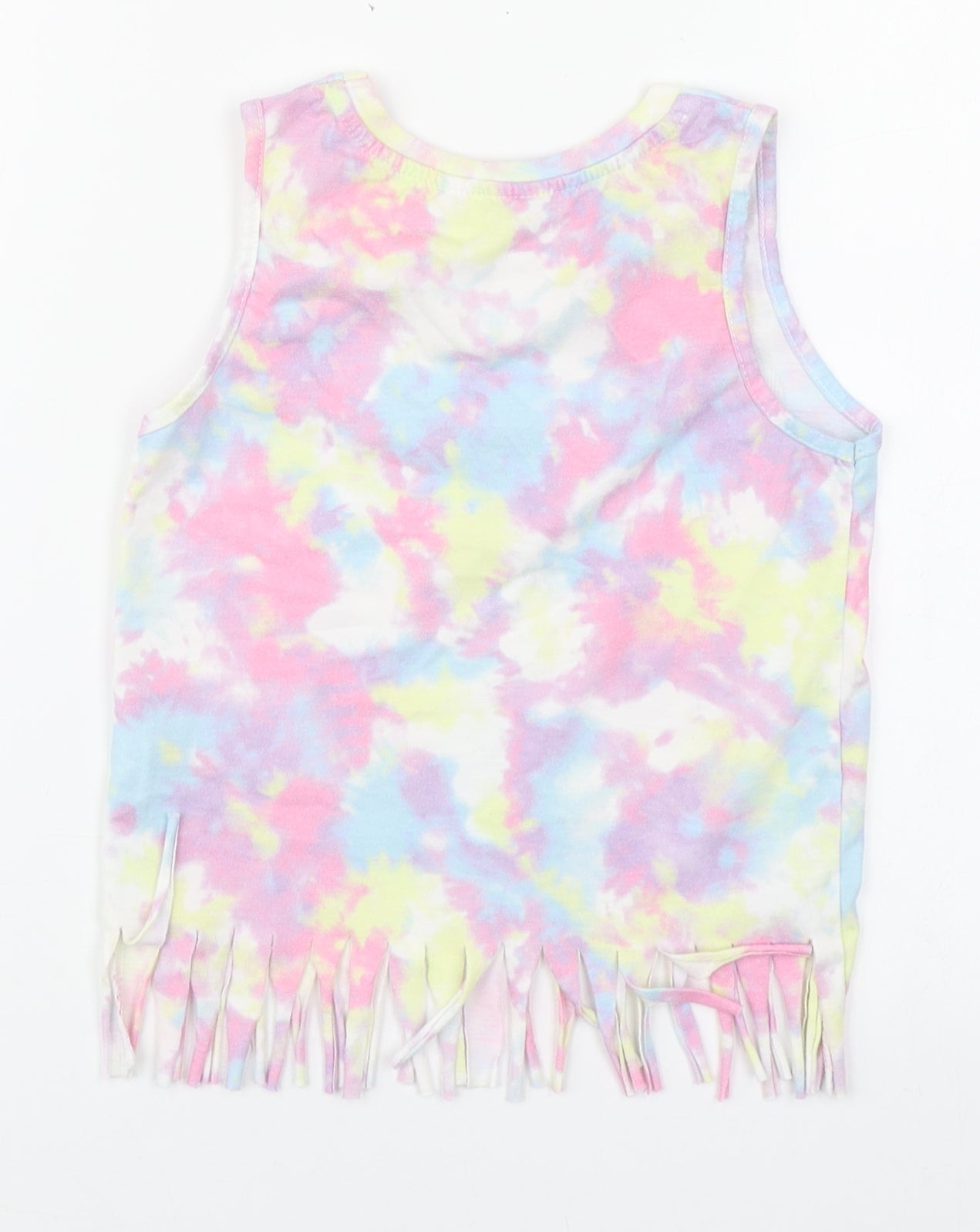 Primark Girls Multicoloured  Cotton Basic Tank Size 5-6 Years Boat Neck Pullover - Tie Dye