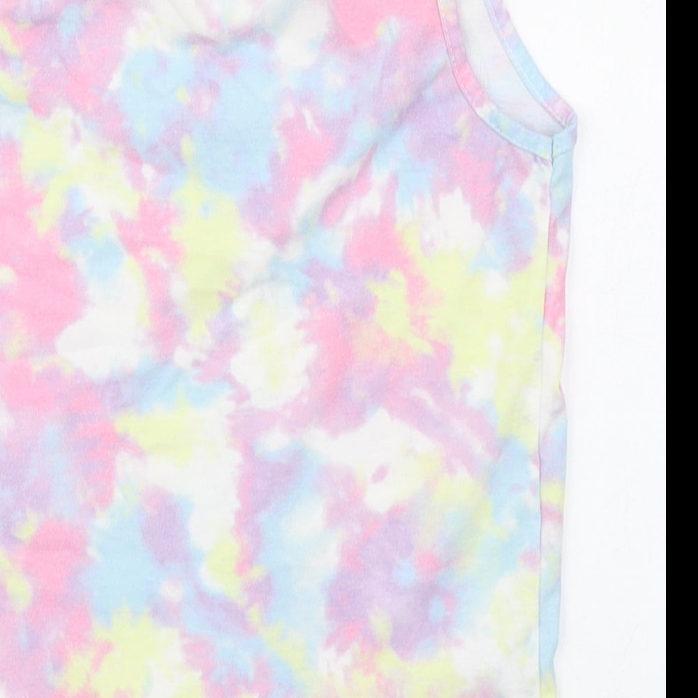 Primark Girls Multicoloured  Cotton Basic Tank Size 5-6 Years Boat Neck Pullover - Tie Dye