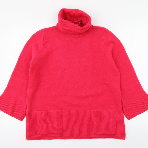 Savida Womens Pink Roll Neck  Acrylic Pullover Jumper Size M