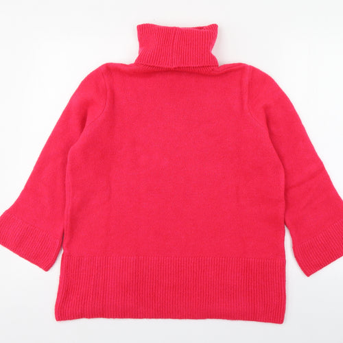 Savida Womens Pink Roll Neck  Acrylic Pullover Jumper Size M