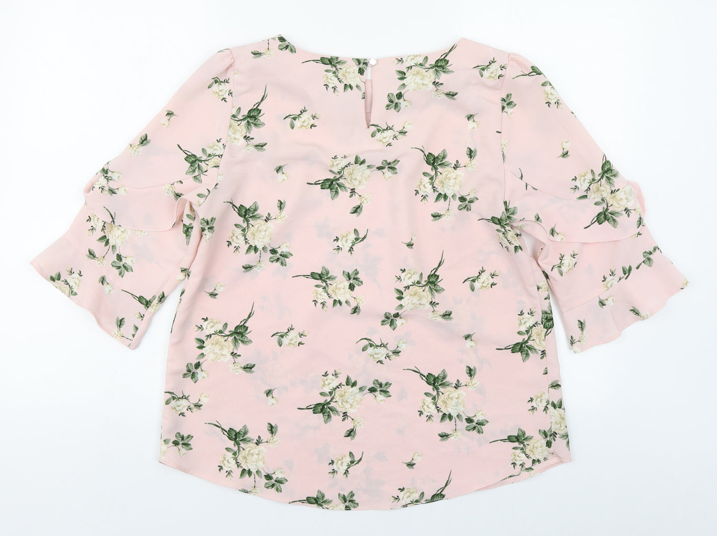 Dorothy Perkins Womens Pink Floral Polyester Basic Blouse Size 12 Boat Neck