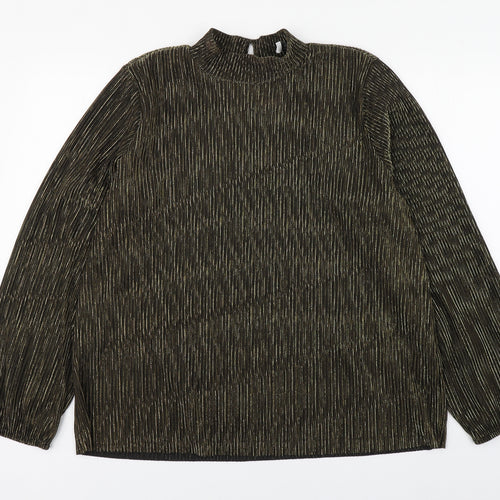 Matalan Womens Gold  Polyester Basic Blouse Size 16 High Neck