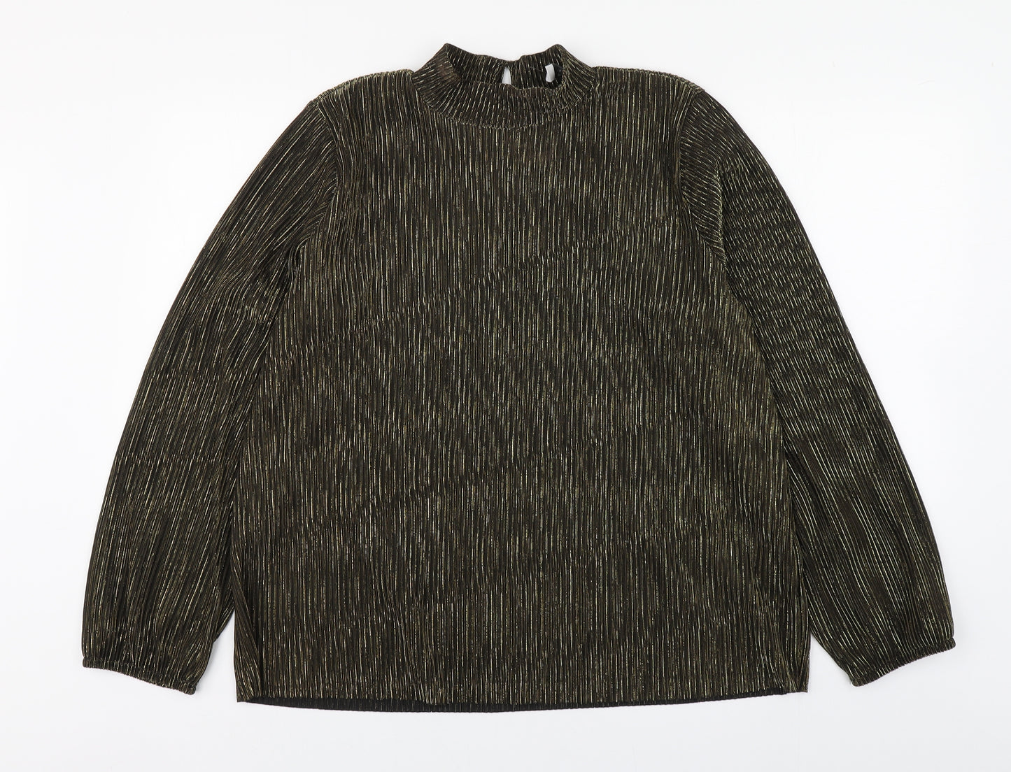 Matalan Womens Gold  Polyester Basic Blouse Size 16 High Neck