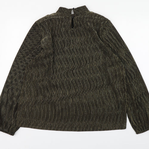 Matalan Womens Gold  Polyester Basic Blouse Size 16 High Neck