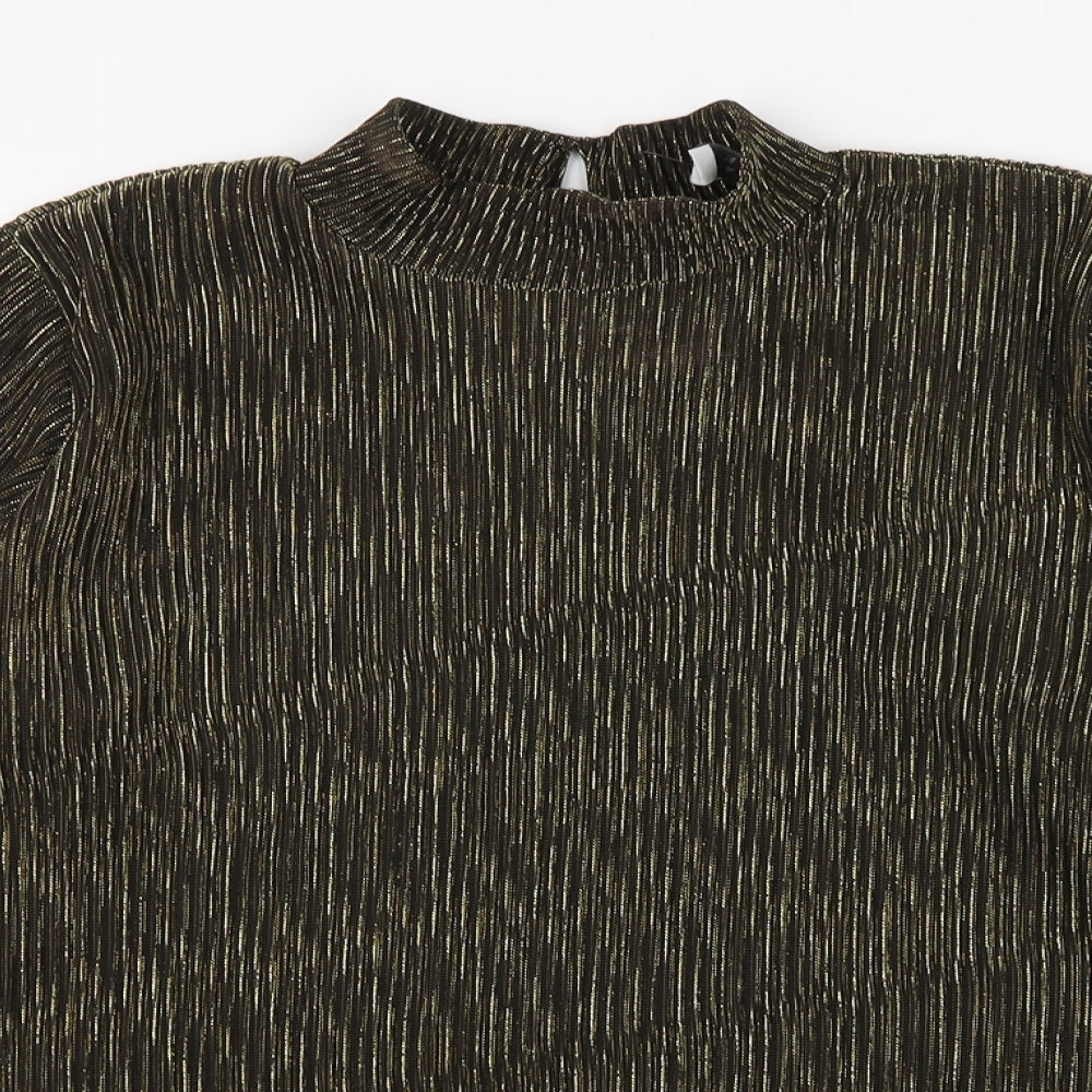 Matalan Womens Gold  Polyester Basic Blouse Size 16 High Neck