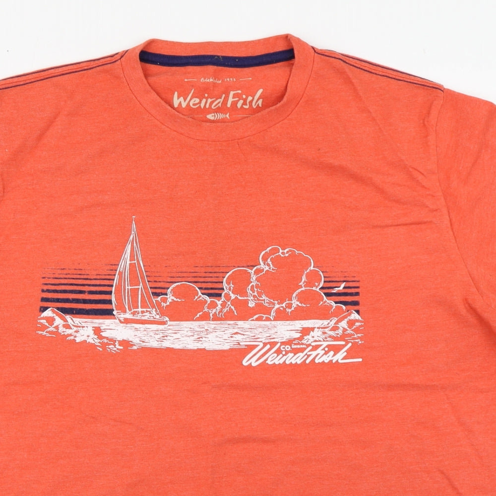 Weird Fish Mens Orange  Cotton  T-Shirt Size XL Round Neck
