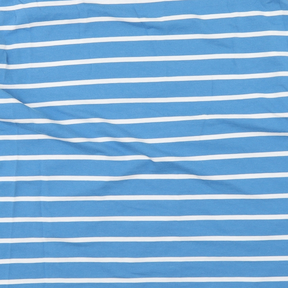 Marks and Spencer Womens Blue Striped Cotton Basic T-Shirt Size 22 Boat Neck