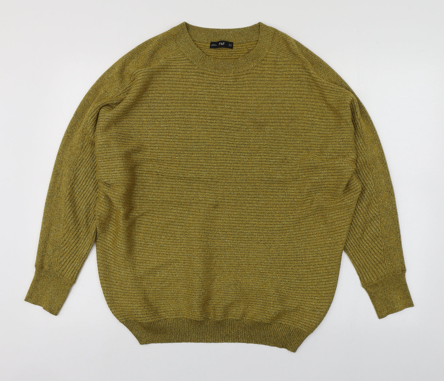 F&F Womens Green Round Neck  Viscose Pullover Jumper Size 18