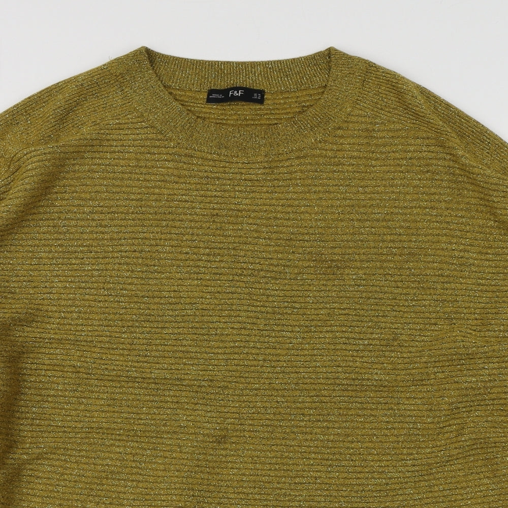 F&F Womens Green Round Neck  Viscose Pullover Jumper Size 18