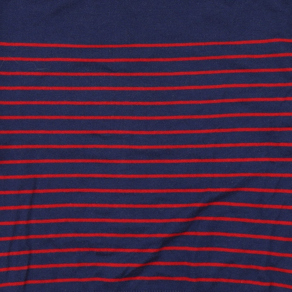 Oasis Womens Blue Scoop Neck Striped Cotton Pullover Jumper Size L