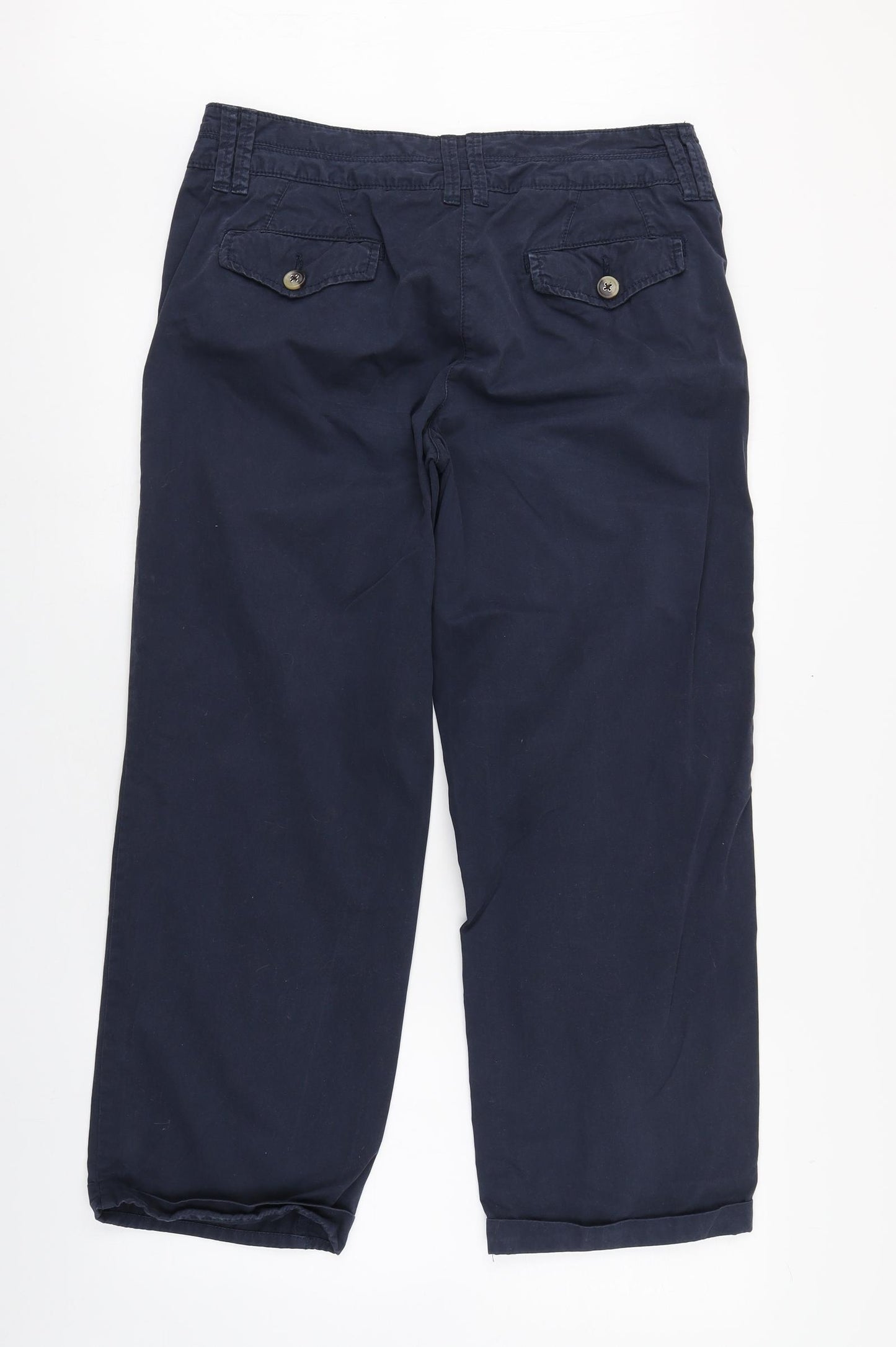 NEXT Womens Blue  Cotton Trousers  Size 14 L27 in Regular Zip