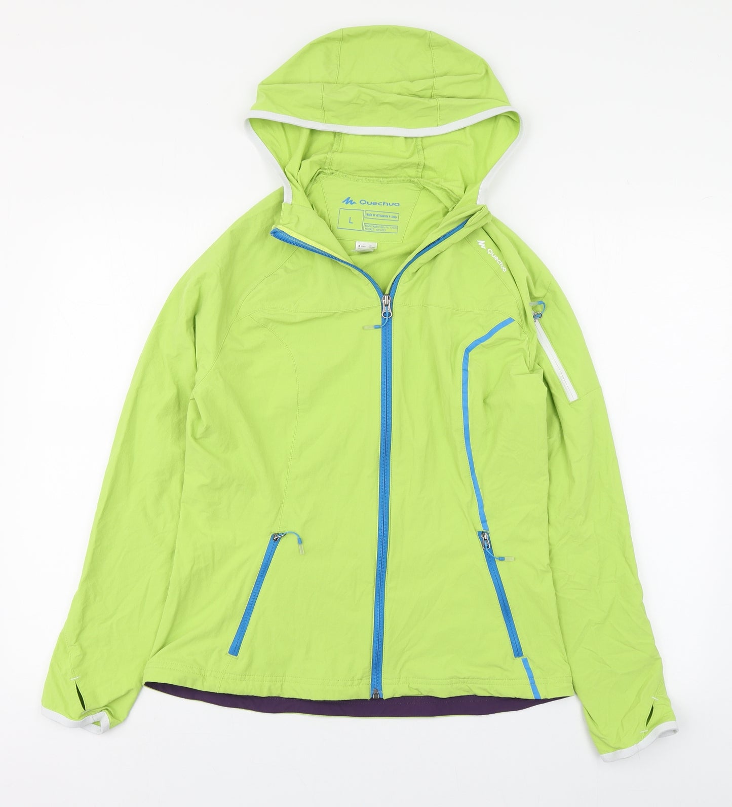 Quechua Mens Green   Rain Coat Coat Size L  Zip