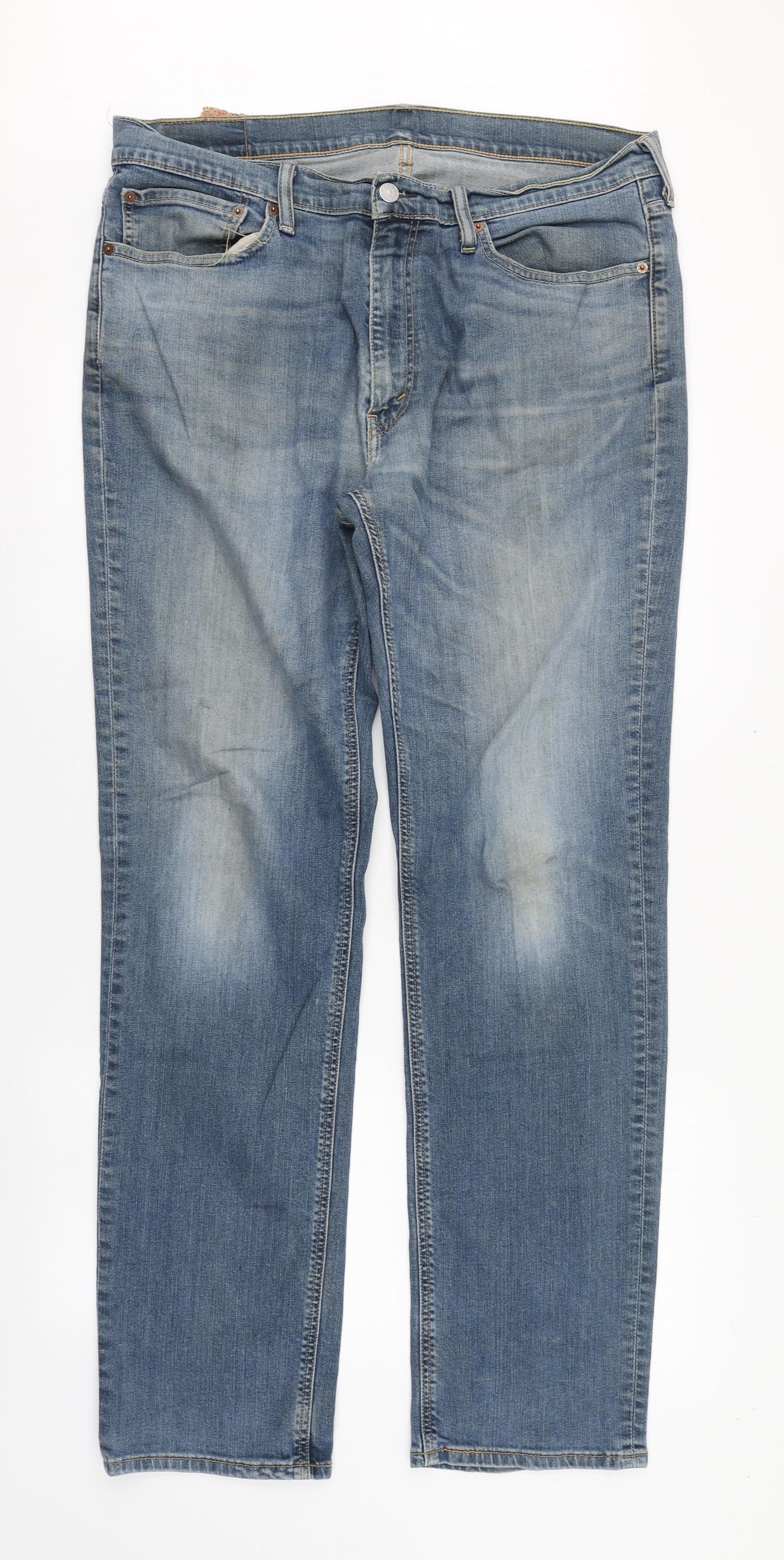 Levi's Mens Blue  Cotton Straight Jeans Size 36 in L34 in Regular Zip