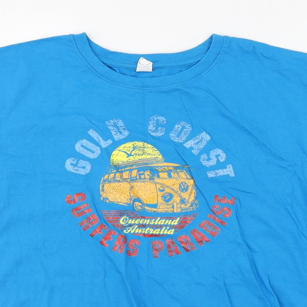 Preworn Mens Blue  Cotton  T-Shirt Size M Round Neck