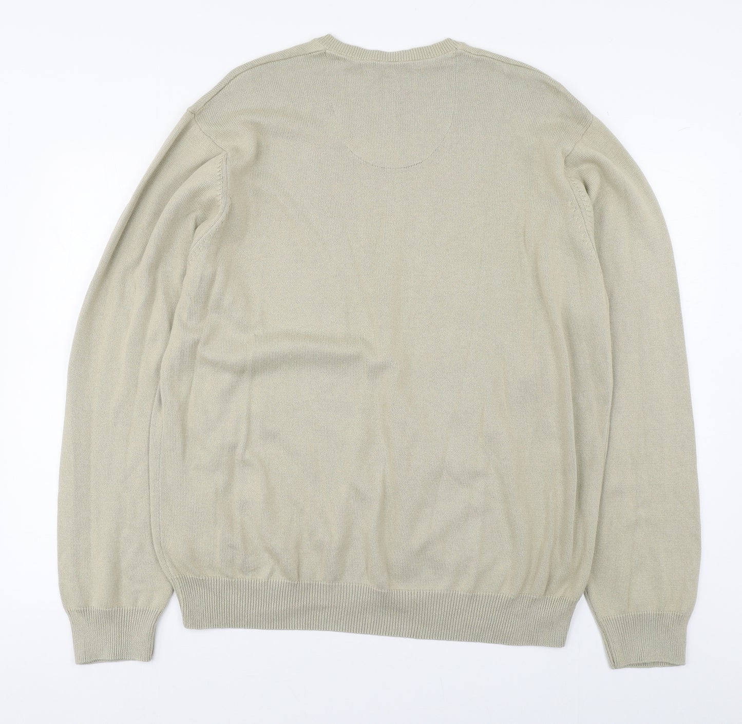 Marks and Spencer Mens Beige V-Neck  Cotton Pullover Jumper Size 2XL