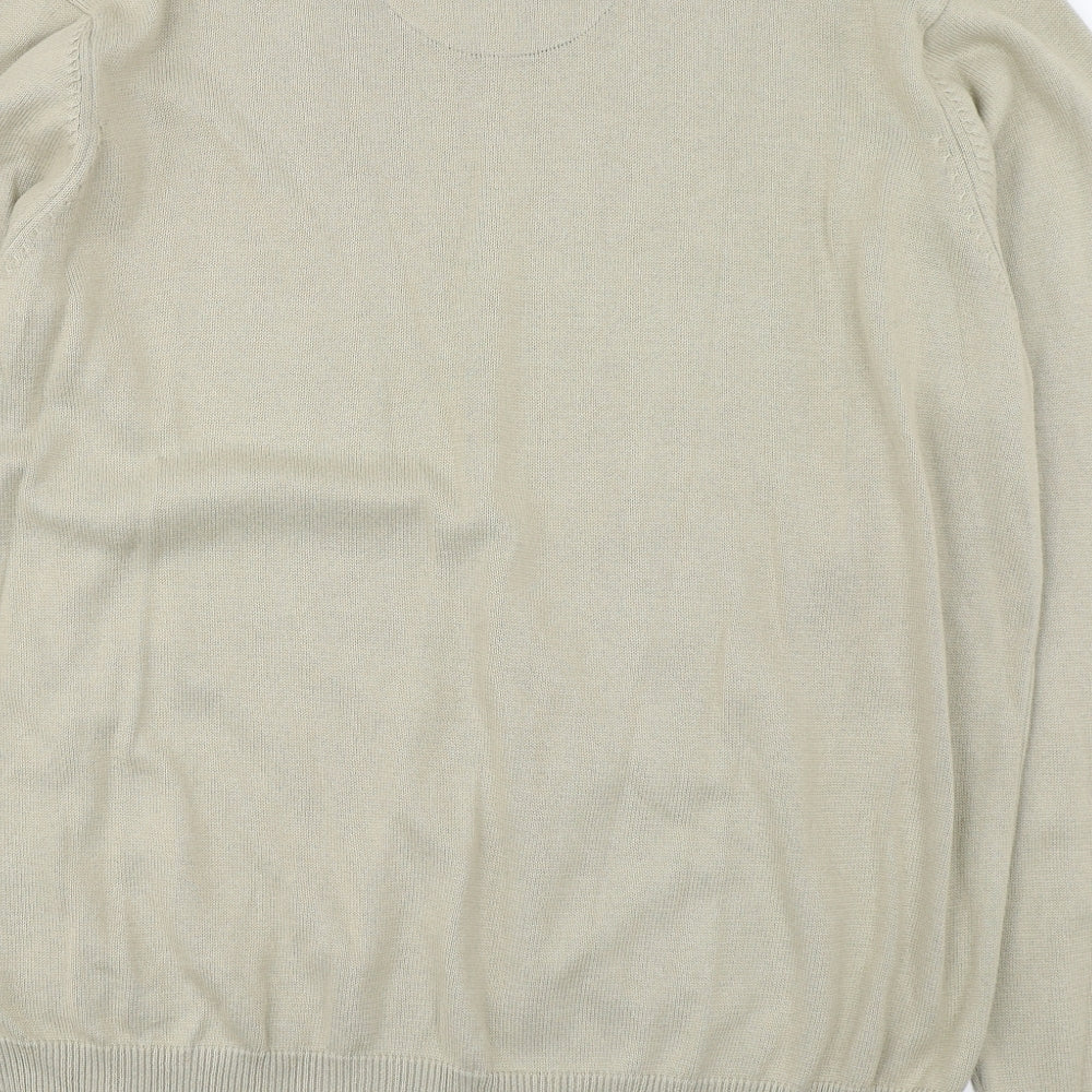 Marks and Spencer Mens Beige V-Neck  Cotton Pullover Jumper Size 2XL