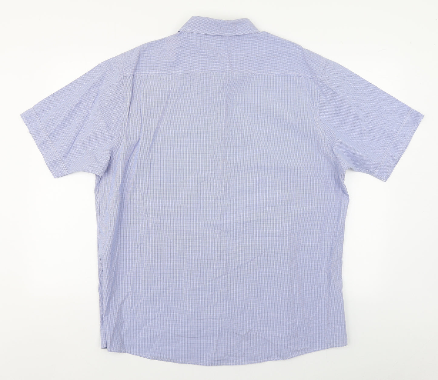 Boston Crew Mens Blue Check Cotton  Button-Up Size XL Collared Button