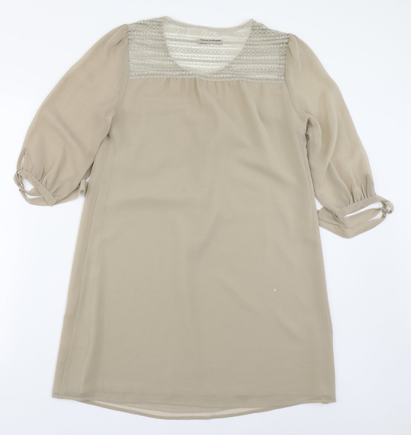 Darling Womens Beige  Polyester Basic Blouse Size XS Scoop Neck