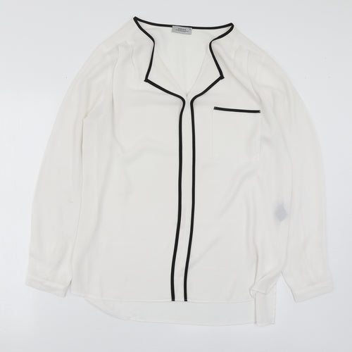 Papaya Womens White  Polyester Basic Blouse Size 12 V-Neck