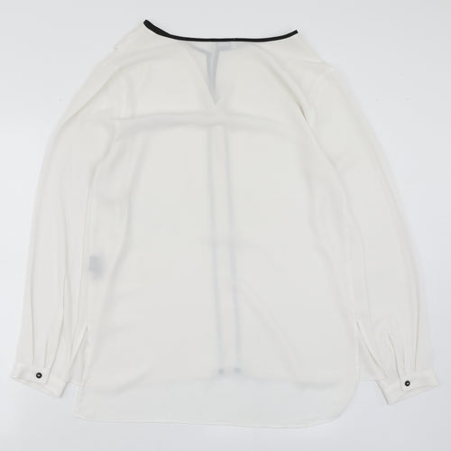 Papaya Womens White  Polyester Basic Blouse Size 12 V-Neck