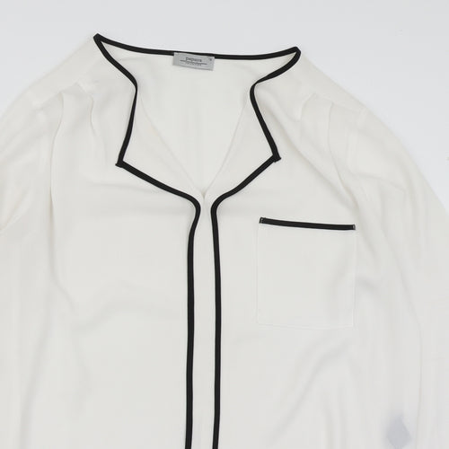 Papaya Womens White  Polyester Basic Blouse Size 12 V-Neck