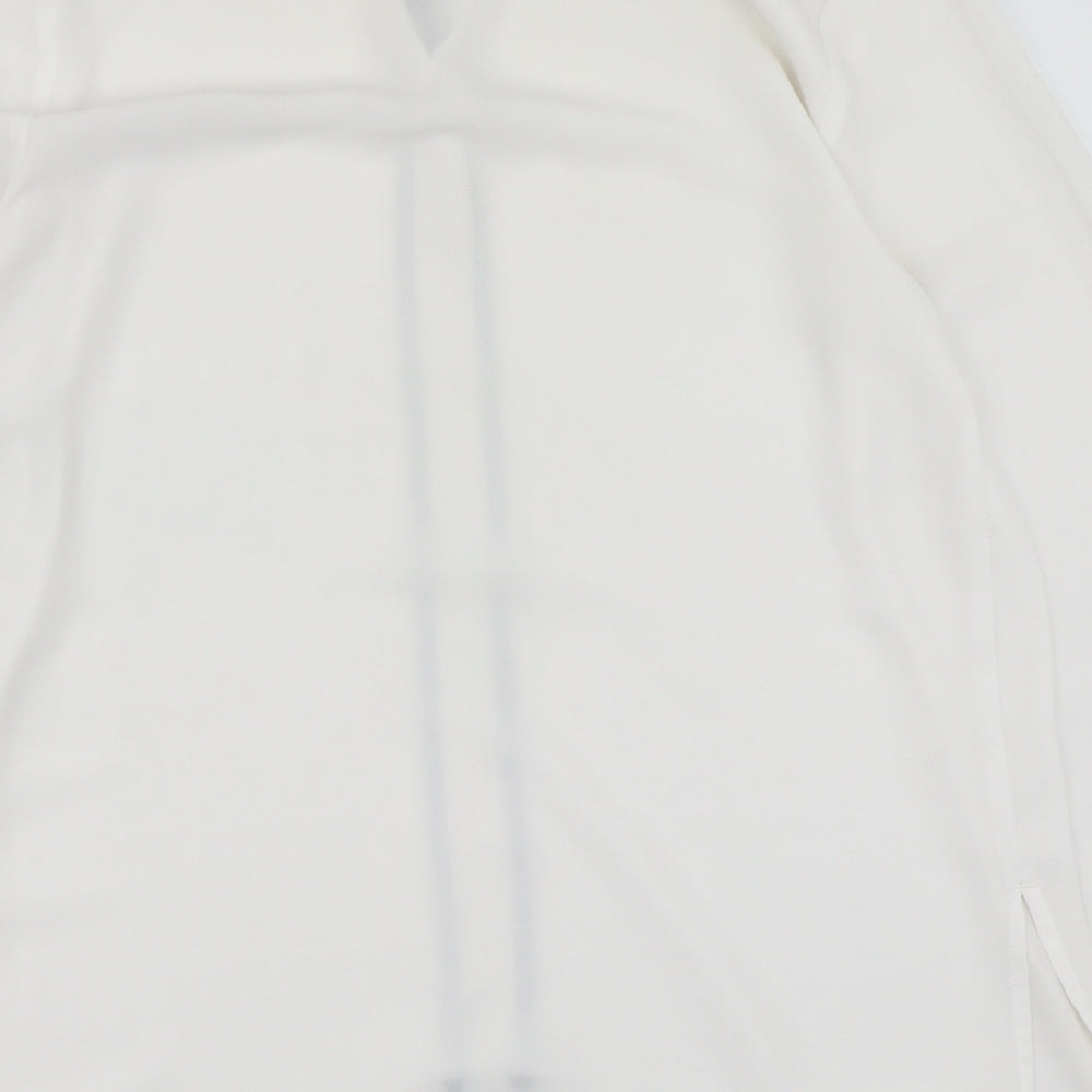 Papaya Womens White  Polyester Basic Blouse Size 12 V-Neck