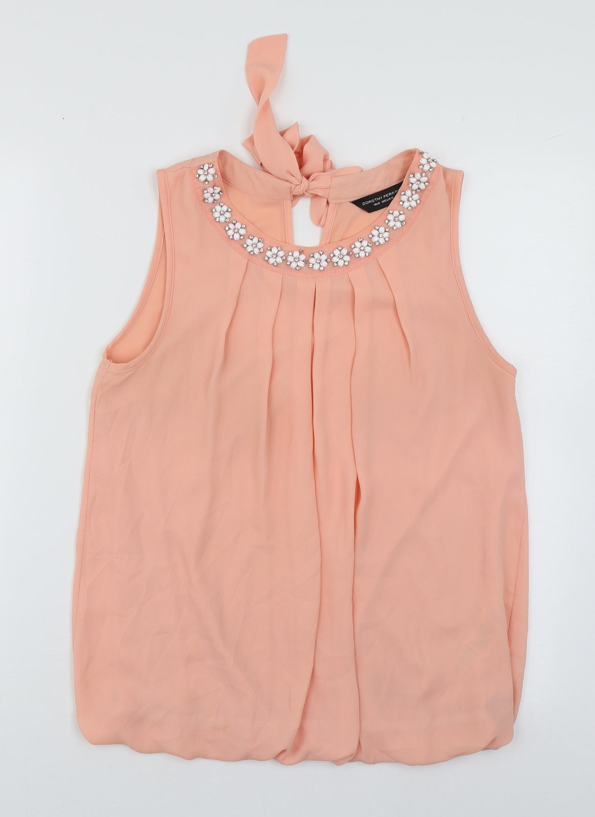 Dorothy Perkins Womens Pink  Polyester Basic T-Shirt Size 10 Boat Neck