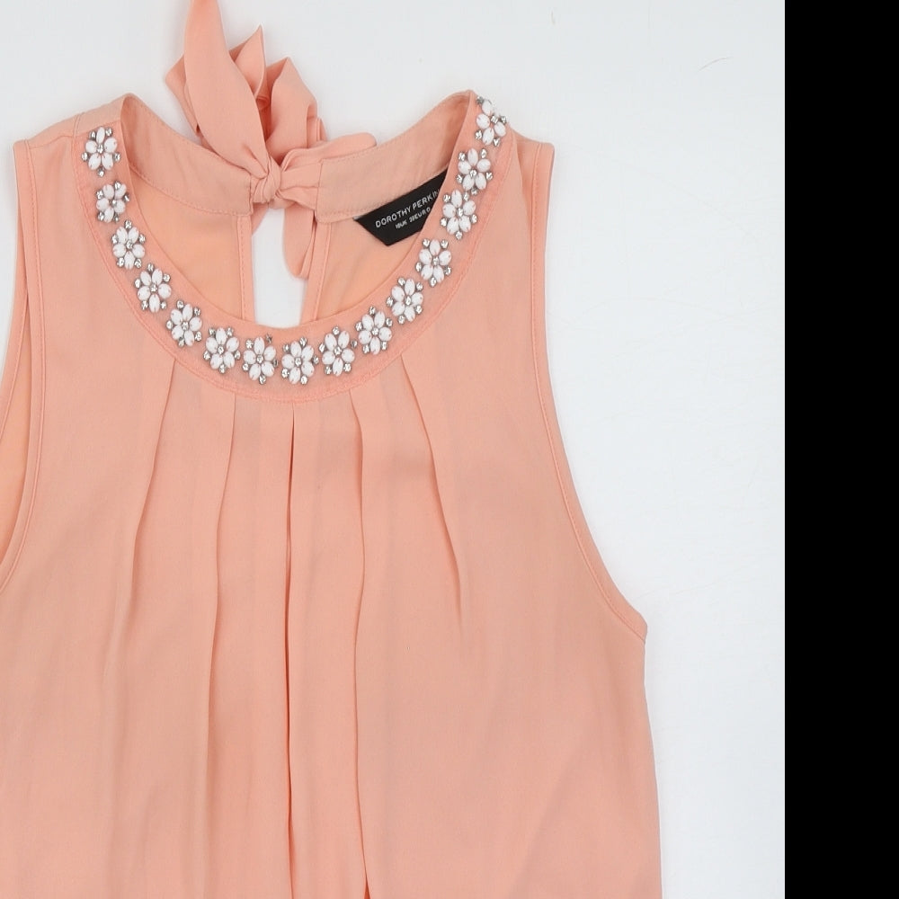 Dorothy Perkins Womens Pink  Polyester Basic T-Shirt Size 10 Boat Neck