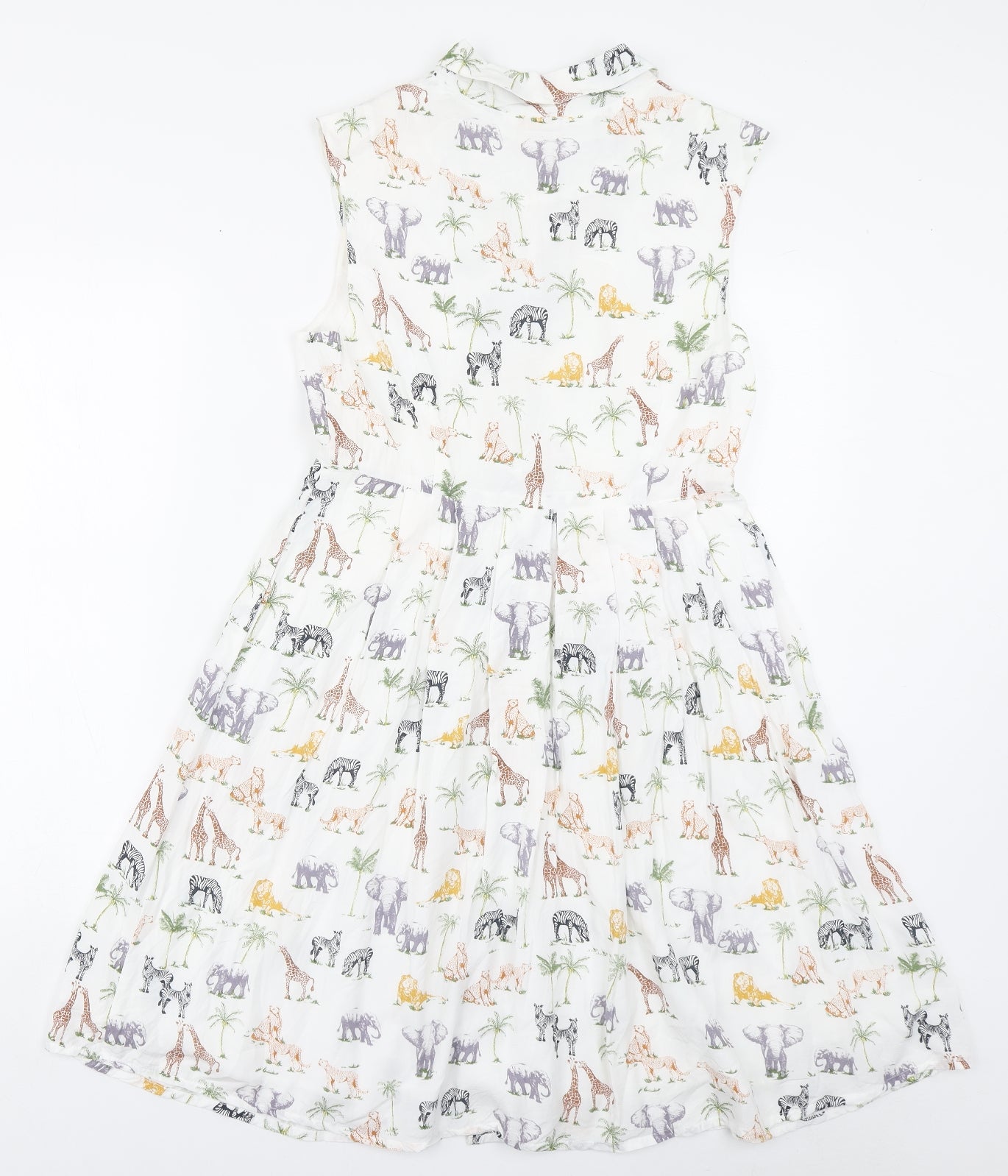 Sugarhill Womens Multicoloured Geometric Cotton Skater Dress  Size 10  Collared Button