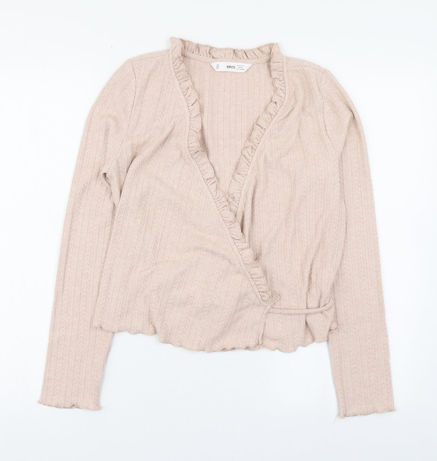 MNG Womens Pink  Polyester Basic Blouse Size M V-Neck