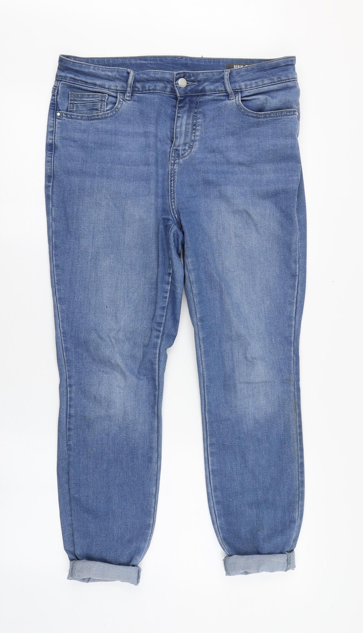TU Womens Blue  Cotton Skinny Jeans Size 14 L27 in Regular Zip