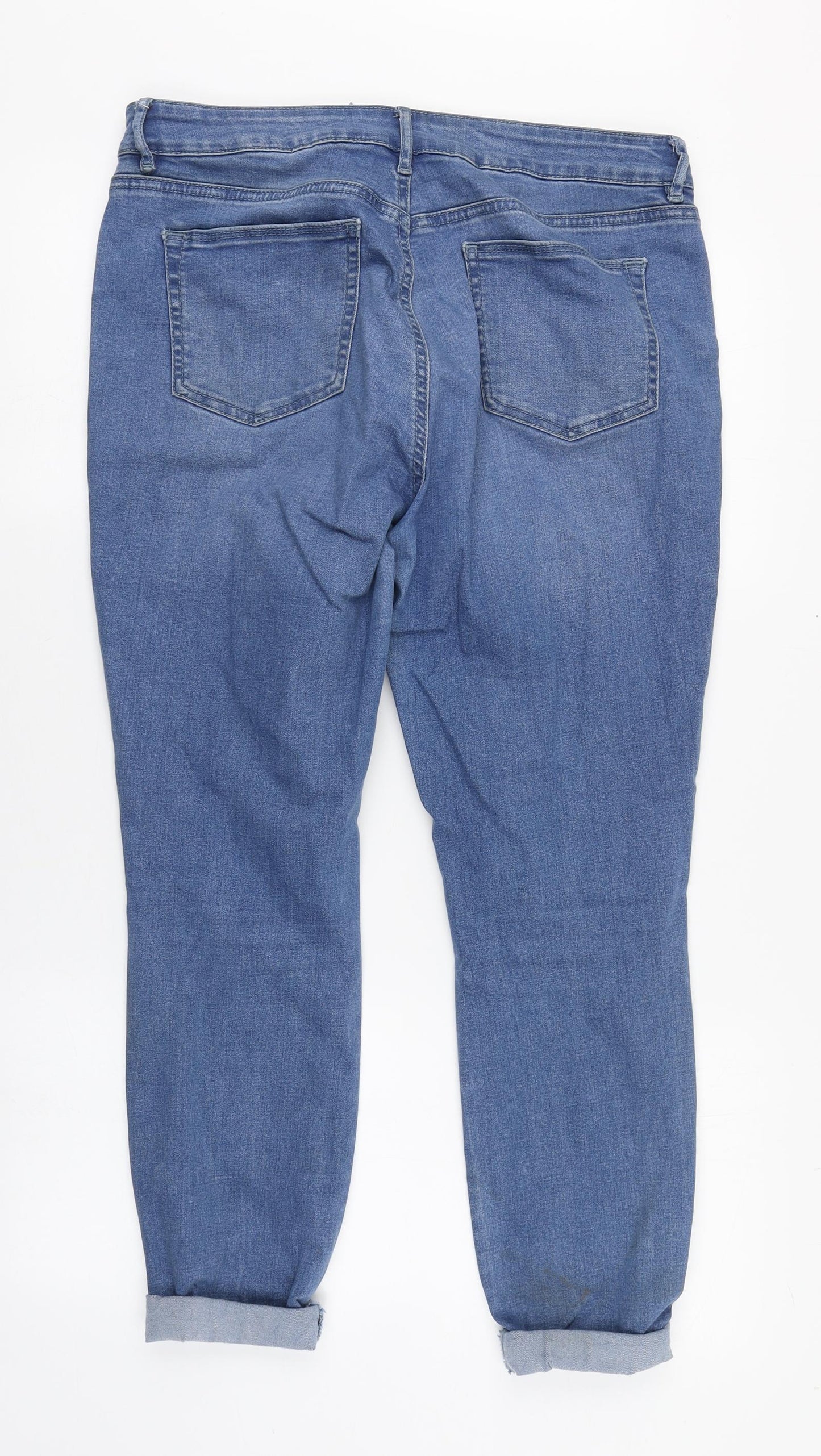 TU Womens Blue  Cotton Skinny Jeans Size 14 L27 in Regular Zip