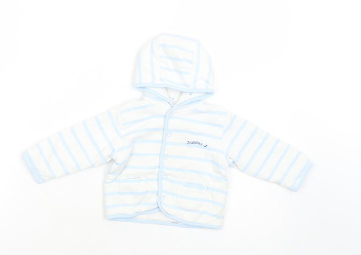 Debenhams Baby White Striped Basic Jacket Jacket Size 6-9 Months Snap