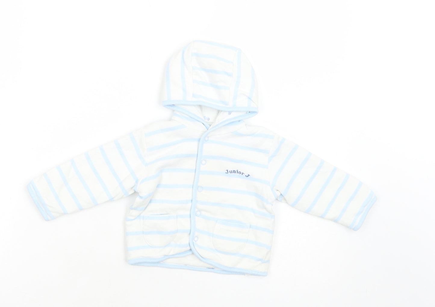 Debenhams Baby White Striped  Basic Jacket Jacket Size 6-9 Months   Snap