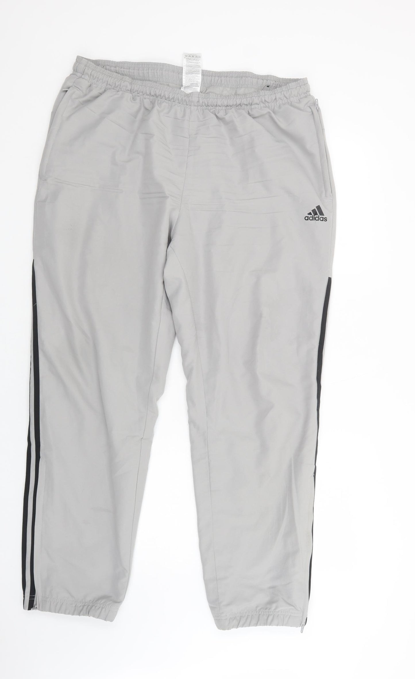 adidas Mens Grey  Polyester Jogger Trousers Size XL L30 in Regular Drawstring