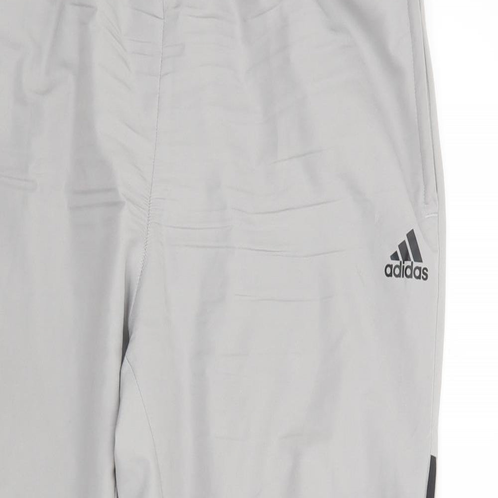 adidas Mens Grey  Polyester Jogger Trousers Size XL L30 in Regular Drawstring