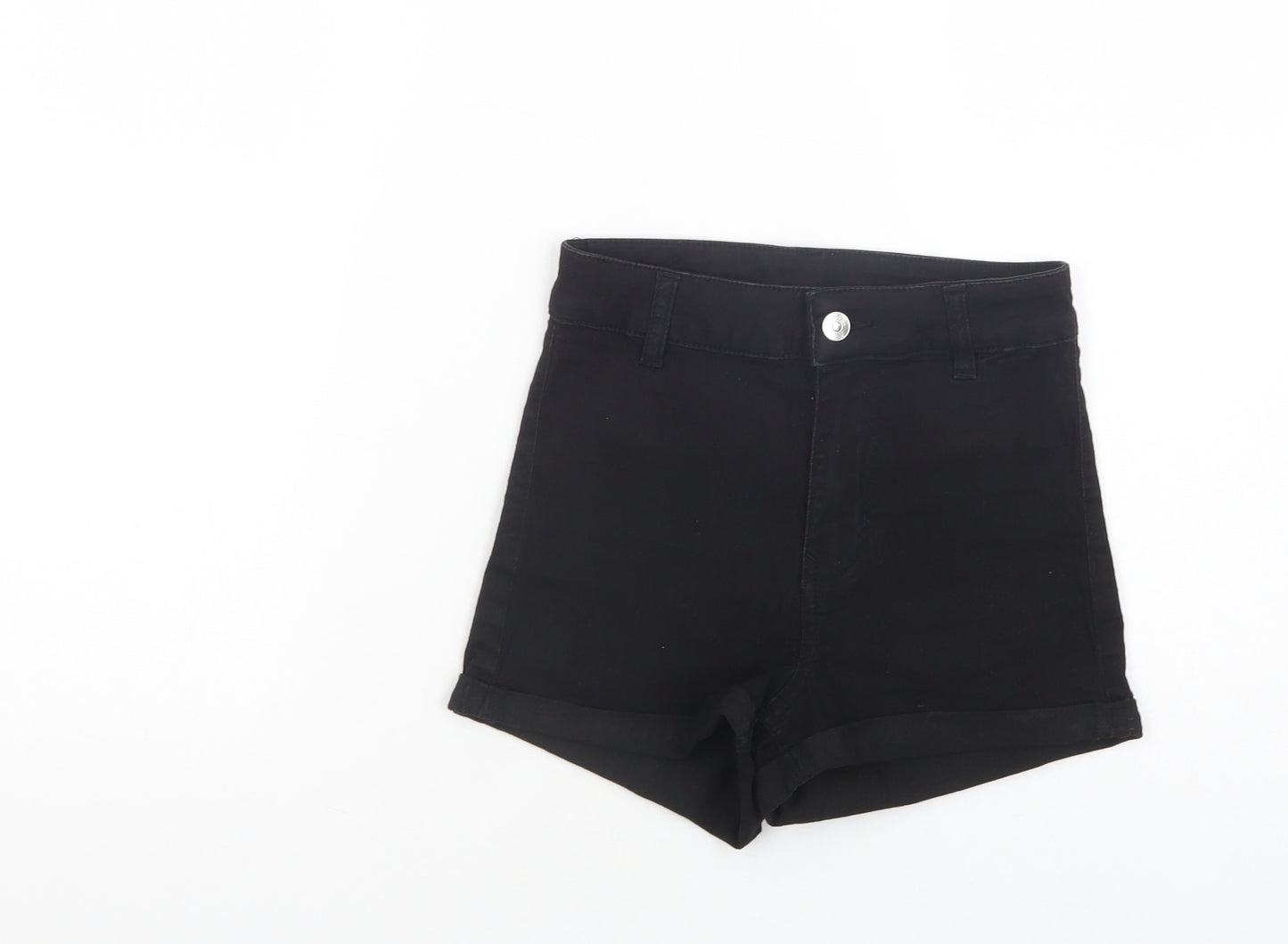 H&M Womens Black  Cotton Hot Pants Shorts Size 6 L4 in Regular Button