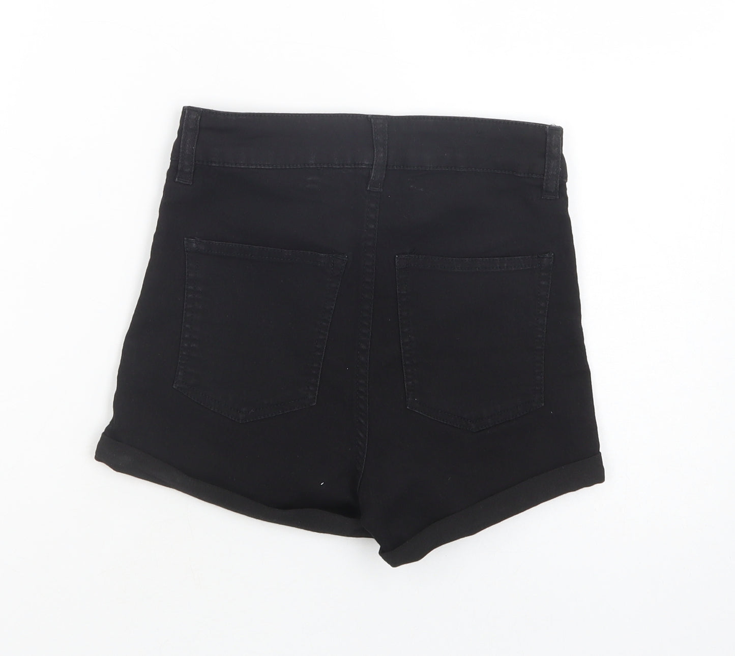 H&M Womens Black  Cotton Hot Pants Shorts Size 6 L4 in Regular Button