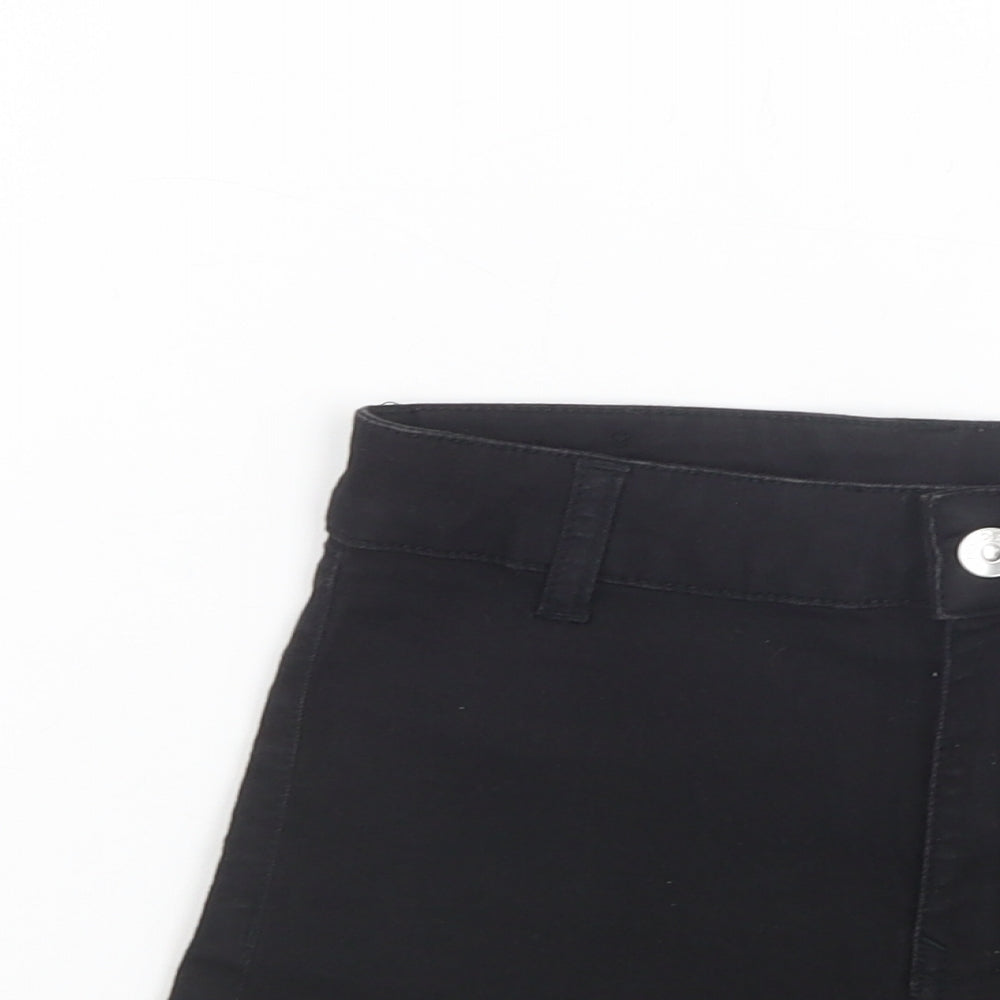 H&M Womens Black  Cotton Hot Pants Shorts Size 6 L4 in Regular Button