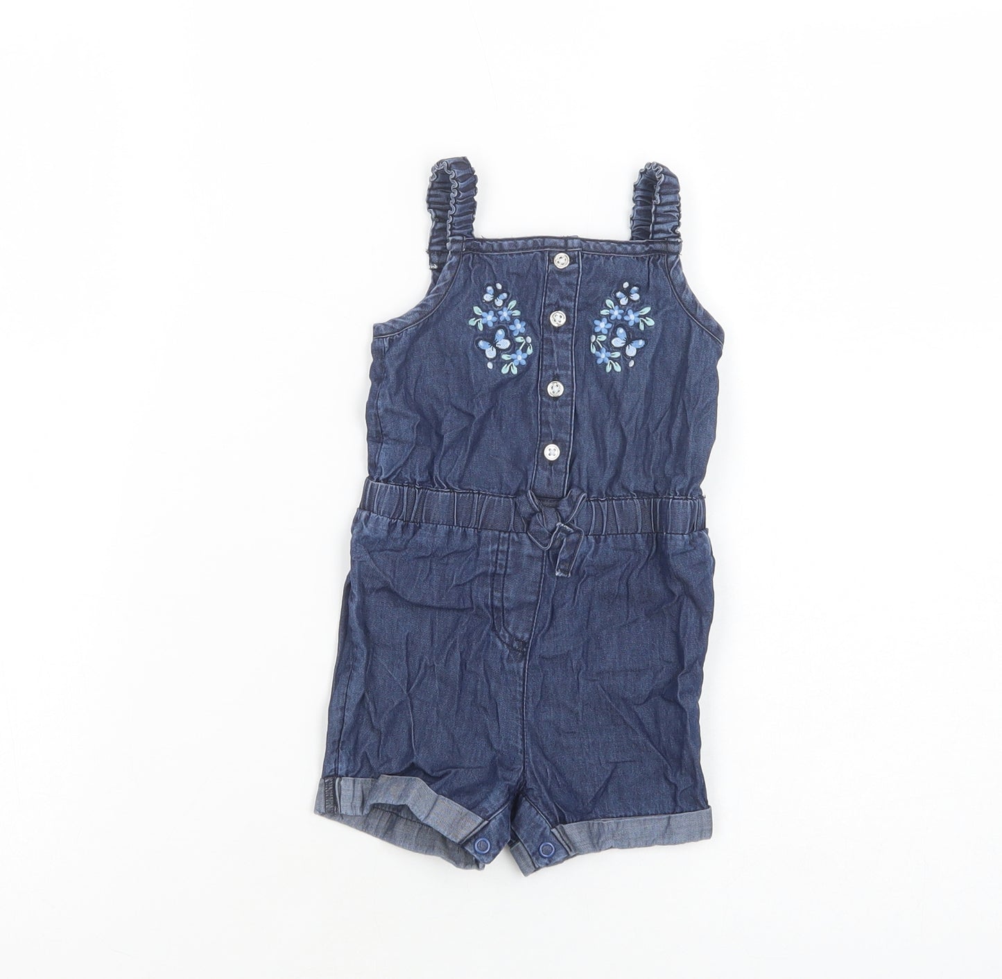 Primark Baby Blue  Cotton Romper One-Piece Size 6-9 Months  Snap