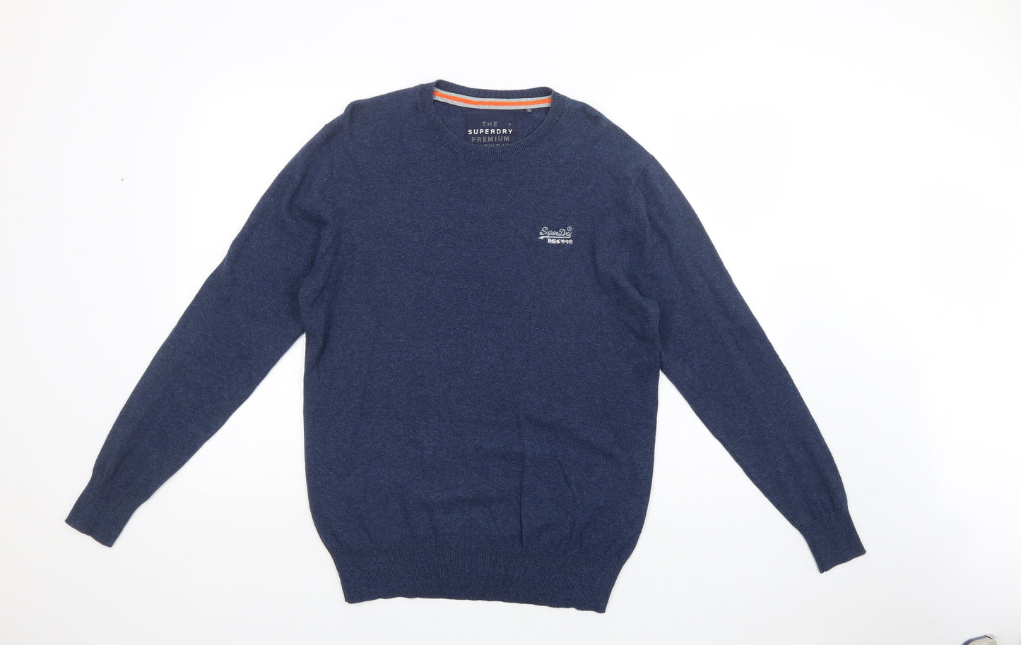 Superdry Mens Blue Crew Neck  Cotton Pullover Jumper Size L